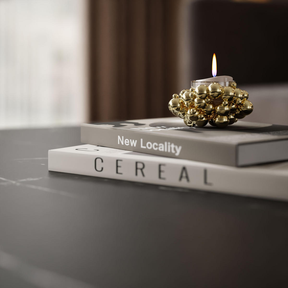 COUCHTISCH SAPHIRA GOLD mit Ablageboden, Schwarz Marmour - Schwarz, Holzwerkstoff (60/100/40cm) - Lookway