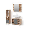 BADMÖBEL-SET Fucino Goldkraft Eiche 3 Teile, mit Midischrank Tür klein - Anthrazit/Eiche Wotan, Holzwerkstoff (80/130/32cm) - Livinity®