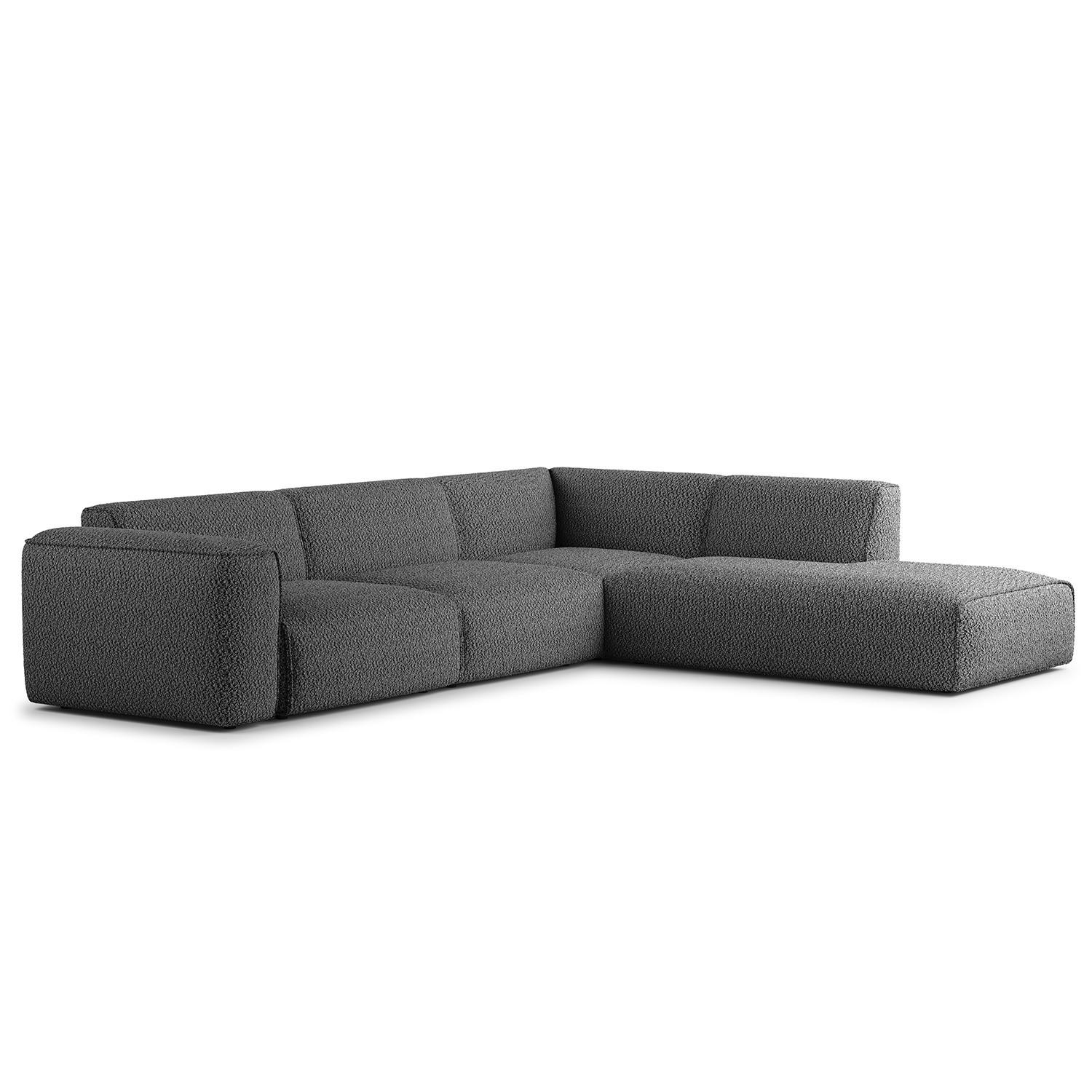 3-SITZER ECKSOFA mit Recamiere - Anthrazit/Schwarz, Kunststoff/Textil (295/231cm) - home24