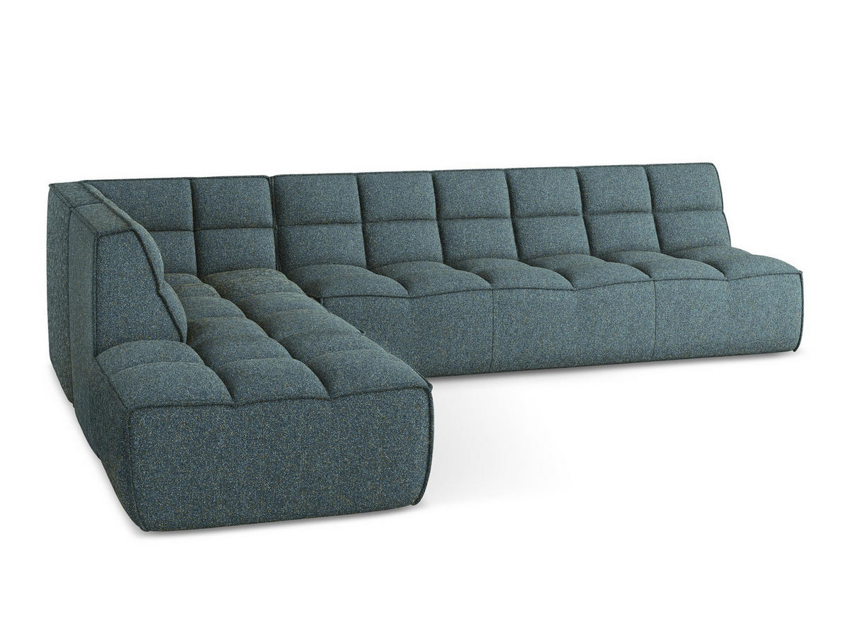 ECKSOFA Beidseitig Strukturstoff Stoff Blau - Blau/Blaugrau, Kunststoff/Textil (308/258cm) - Makamii