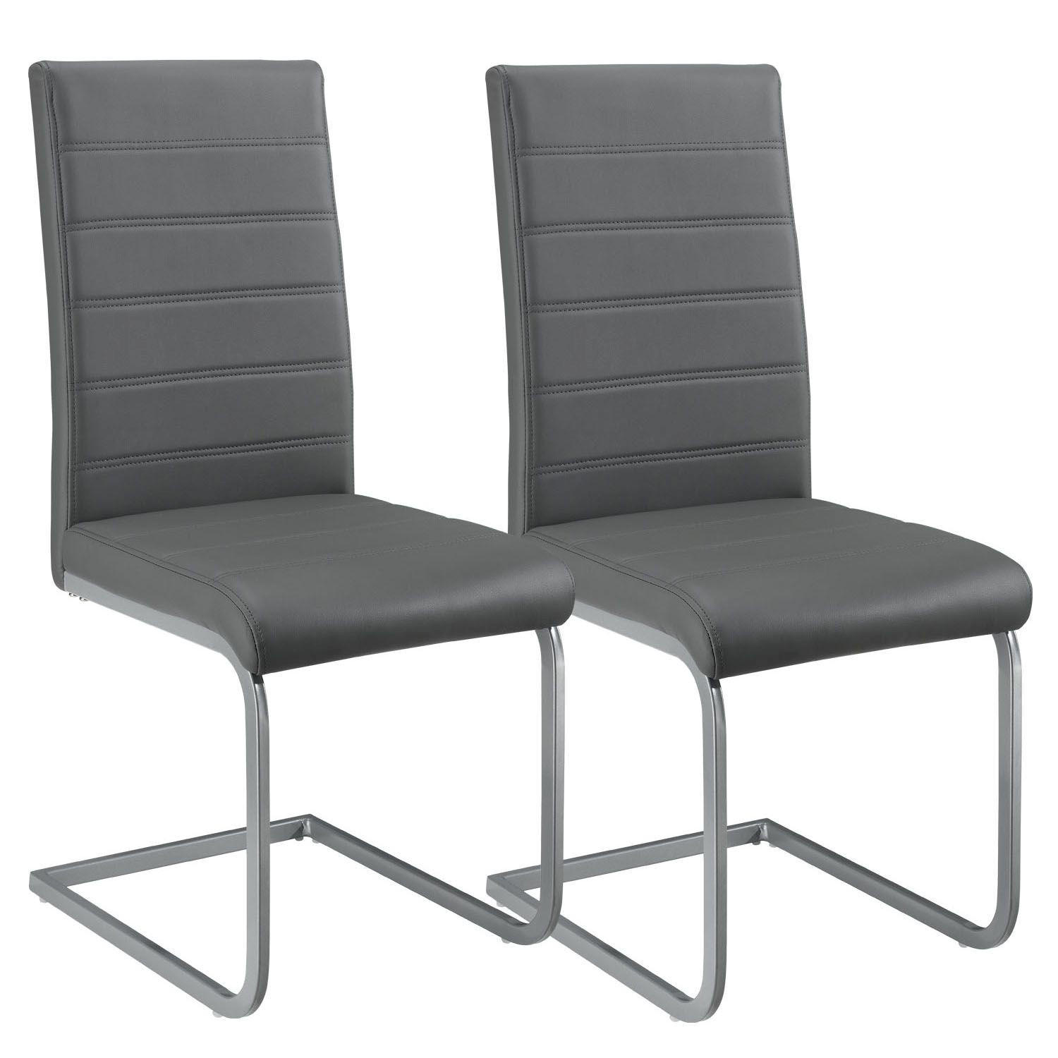 SCHWINGSTUHL Vegas grau Kunstleder (2er Set) - Grau, Textil (41/101/52cm) - Juskys