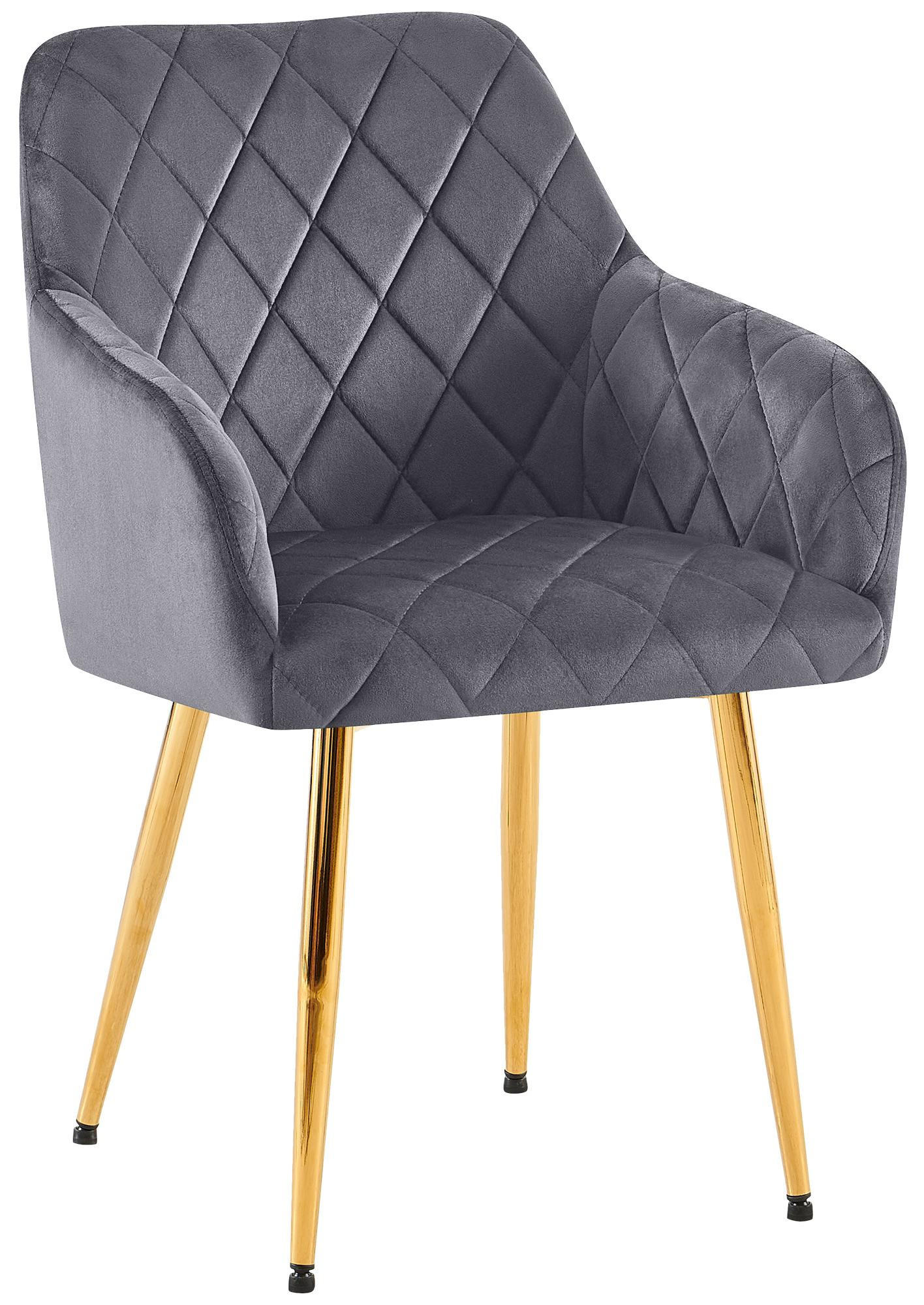 ARMLEHNENSTUHL Samt Dunkelgrau - Dunkelgrau, Textil (53/83/61cm) - CLP