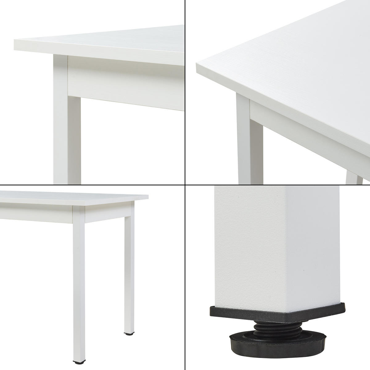 JÍDELNÍ STŮL Den Haag - bílá, kov/kompozitní dřevo (60/120/75cm) - [en.casa]