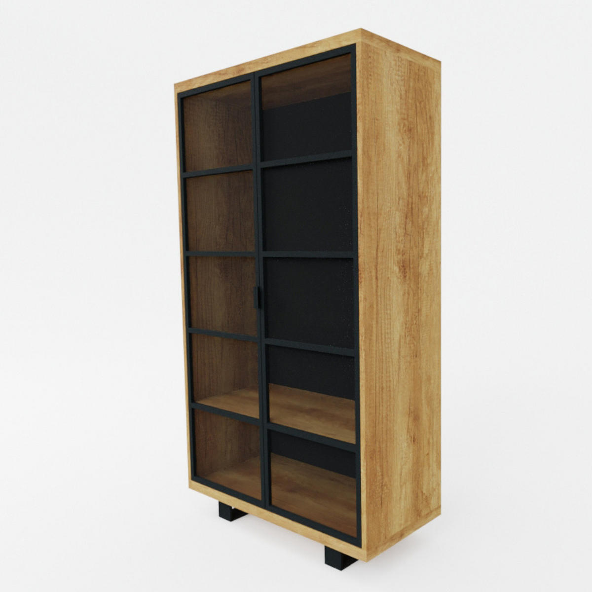 VITRINE mit Regalböden und Glastüren DELIO II - Eichefarben, Holz (100/180/45cm) - Rawood Furniture