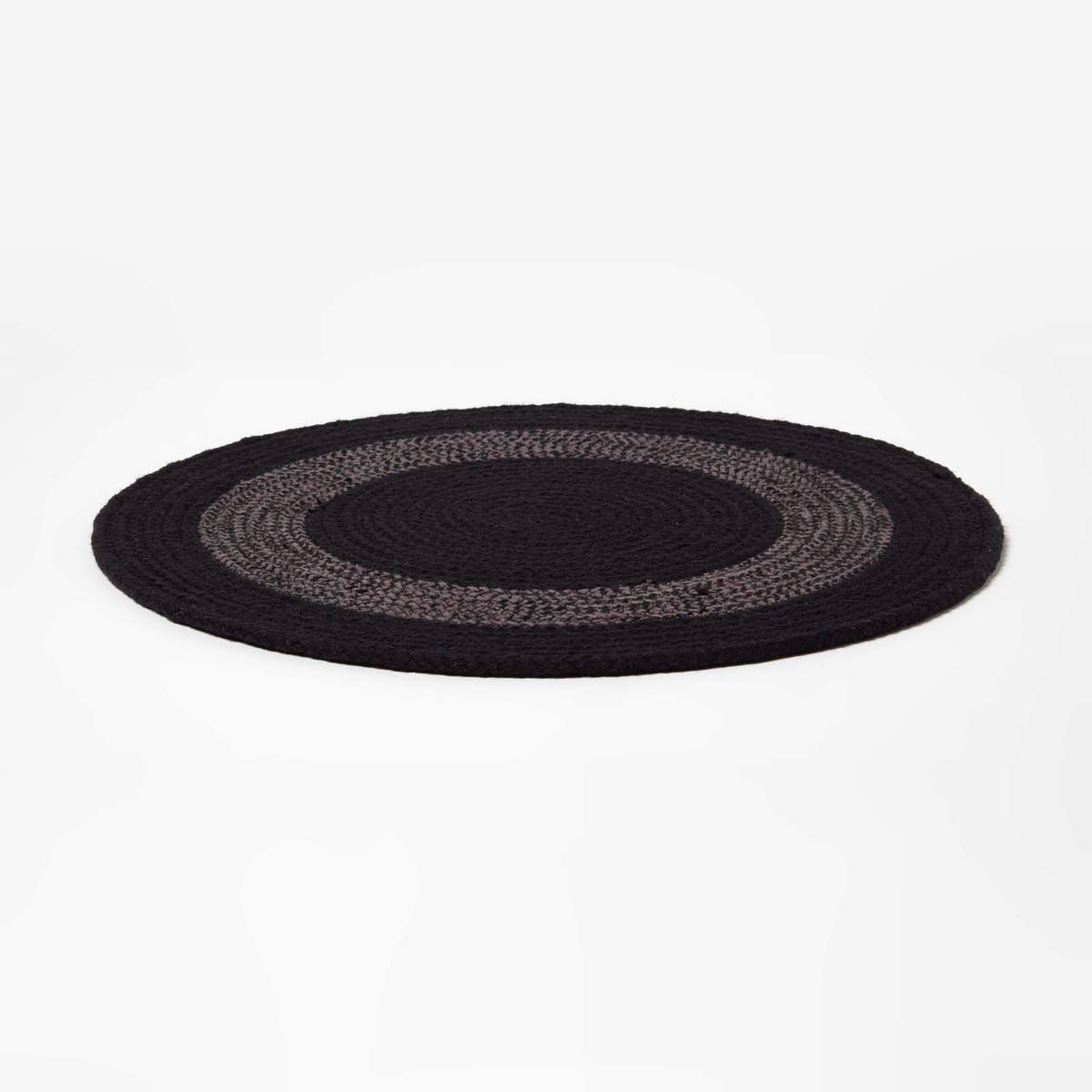 TISCHSET rund im 4er-Set 40 cm, schwarz-grau aus Baumwolle - Schwarz, Textil (40/40cm) - Homescapes