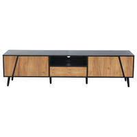 TV-LOWBOARD Grifflos Schwarz-Naturholzfarben 180/40/46 cm - Schwarz, Holz (180/46/40cm) - PANGIVO