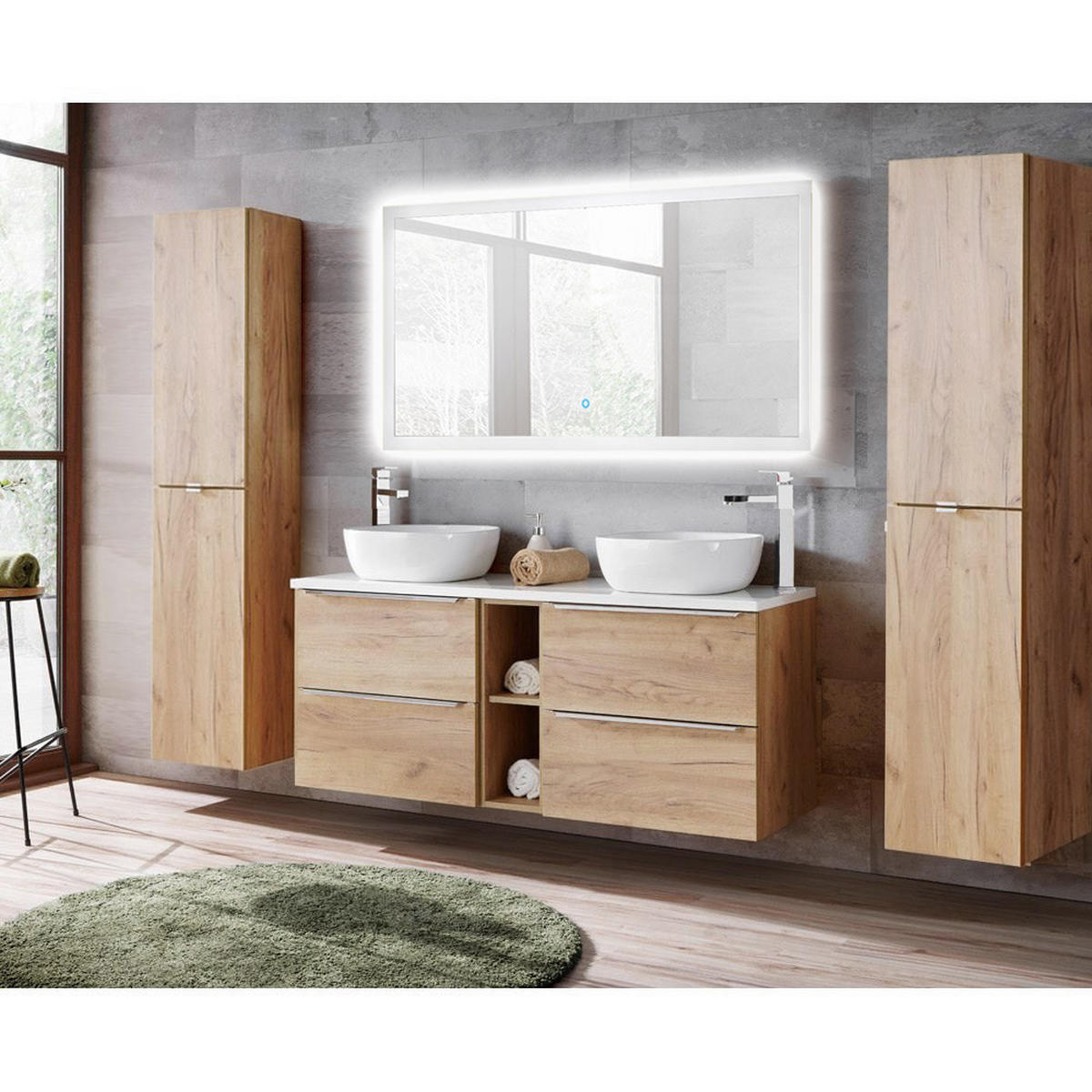 BADMÖBEL-SET 4-TLG. Toskana-56 - Braun, Holzwerkstoff (250/190/46cm) - Lomado