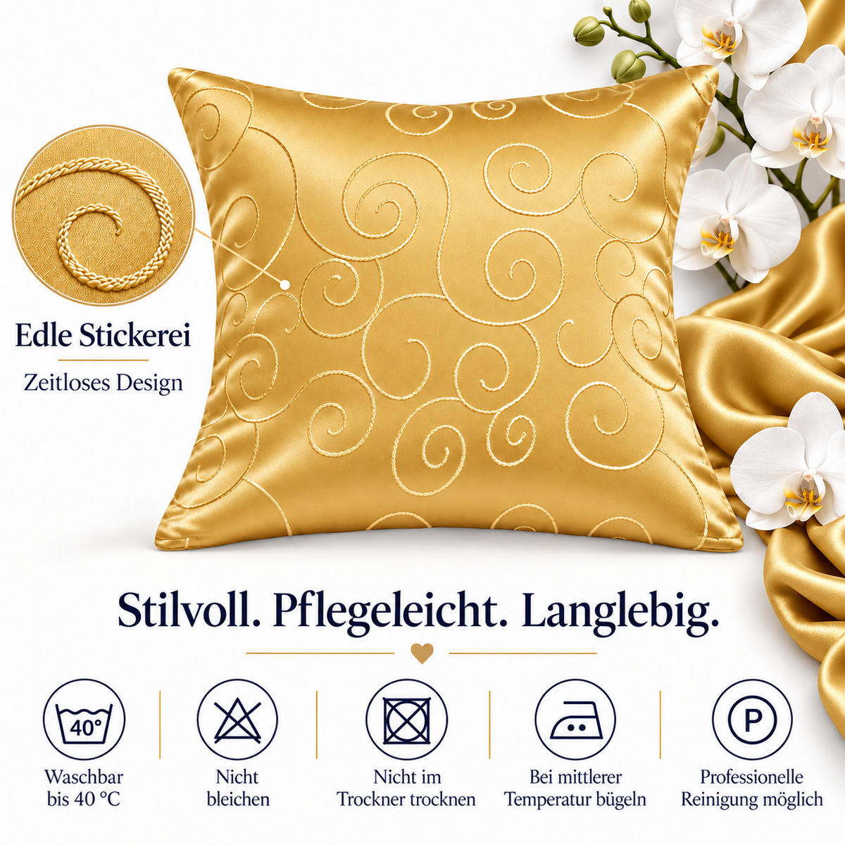 KISSENBEZUG 60/60 cm Gelb Damast Circle - Gelb, Textil (60/60cm) - TiborTex