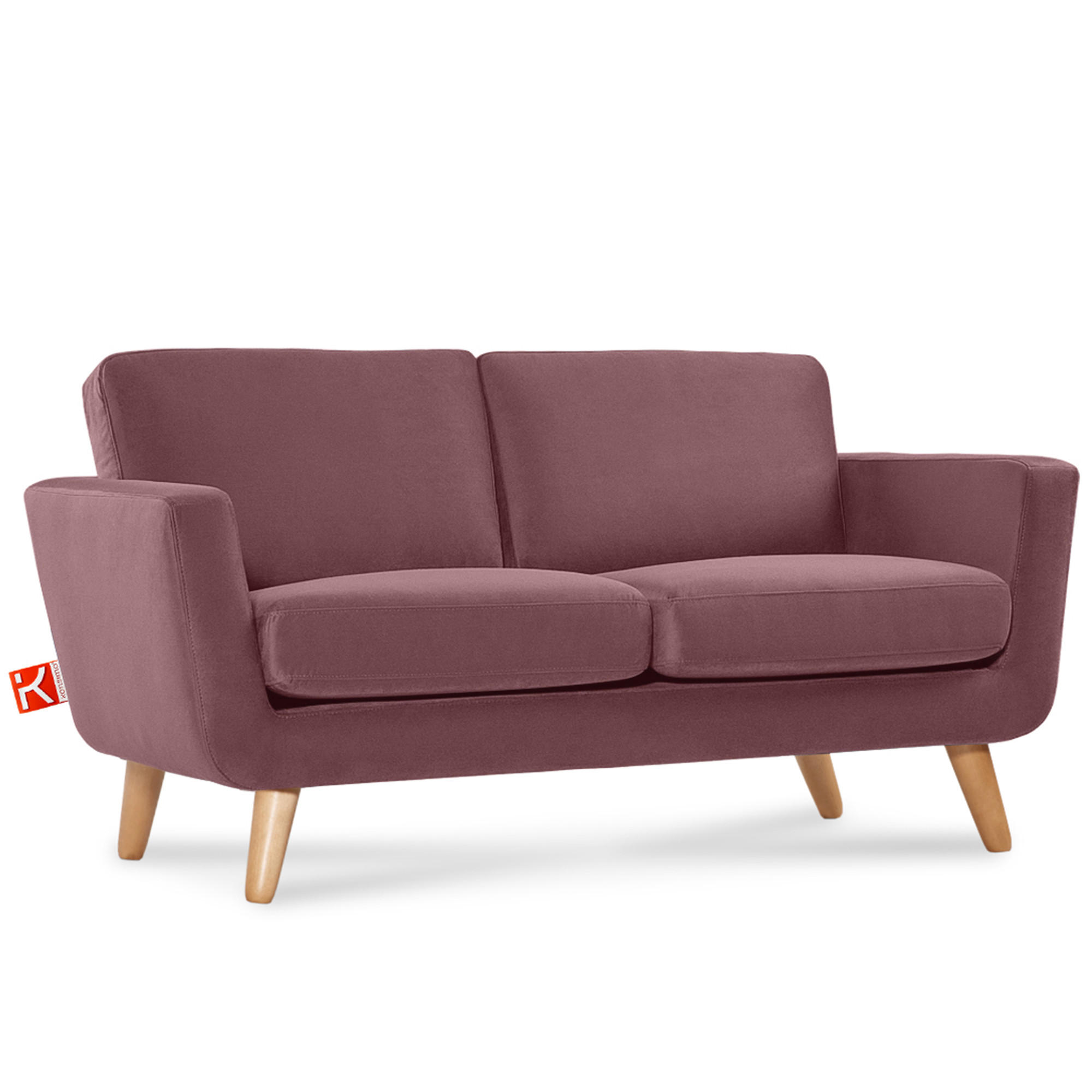 SOFA TAGIO mit Armlehnen, Rosa - Koralle/Braun, Buchenholz/Textil (153/80/84cm) - KONSIMO®