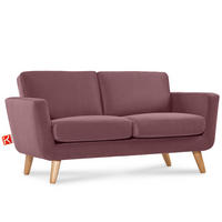 SOFA TAGIO mit Armlehnen, Rosa - Koralle/Braun, Buchenholz/Textil (153/80/84cm) - KONSIMO®