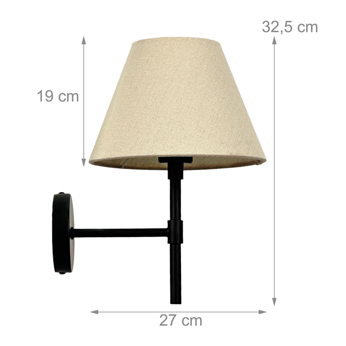 WANDLAMPE - Multicolor, Textil/Metall (27/32.5/27cm) - Relaxdays