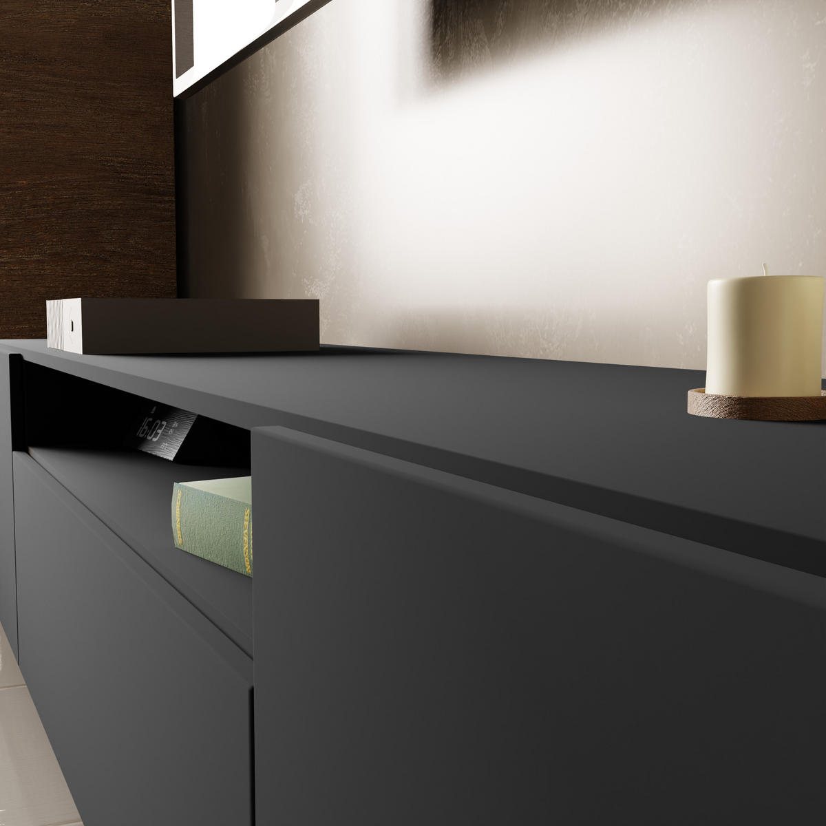TV-SCHRANK LIO - Graphitfarben, Holzwerkstoff (200/40/41cm) - Meblini