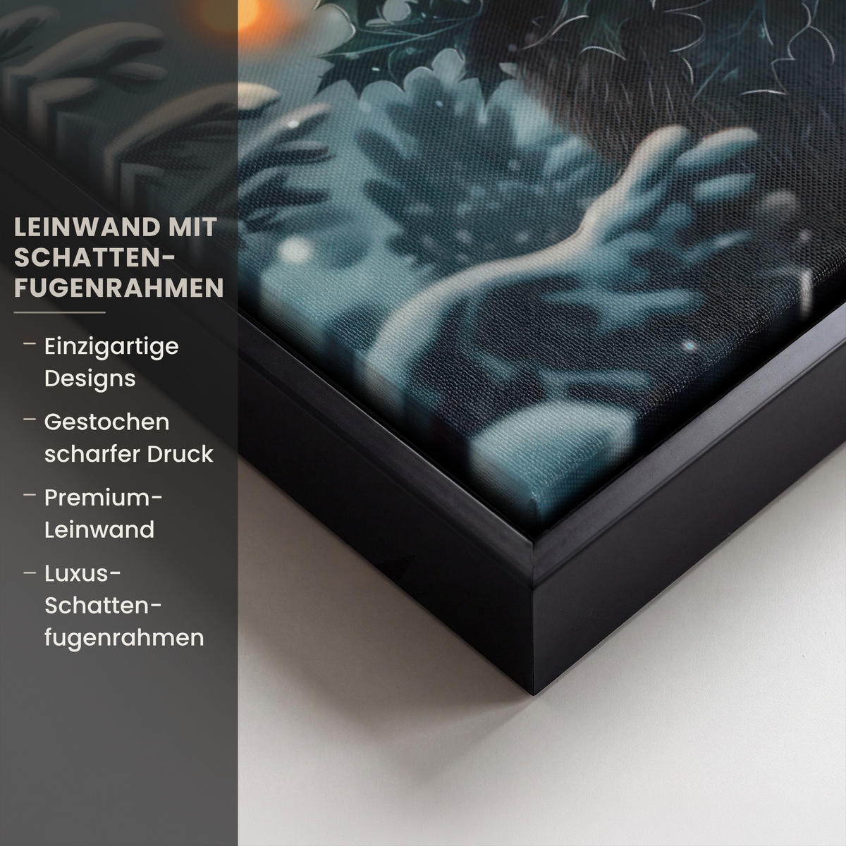 LEINWAND Bilder mit Rahmen - Hirsch - Weihnachten - Winter - Schnee - Weihnachtskranz - 50x70 - Dunkelbraun, Textil (50/70cm) - MuchoWow