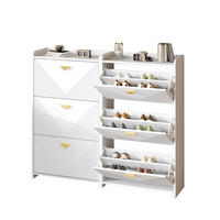 SCHUHSCHRANK aus MDF 140x30x120cm in Weiß mit 3 Klapptüren - Weiß, Holzwerkstoff (140/120/30cm) - Modfu