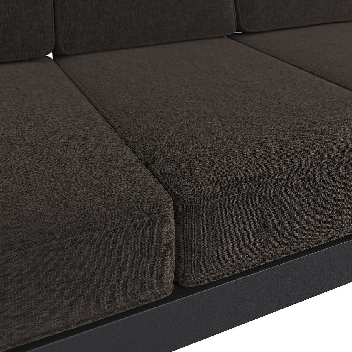 LOUNGESOFA - Stahl / Polyester - Anthrazit - Anthrazit/Braun, Holz/Textil (176/83/75cm) - home24