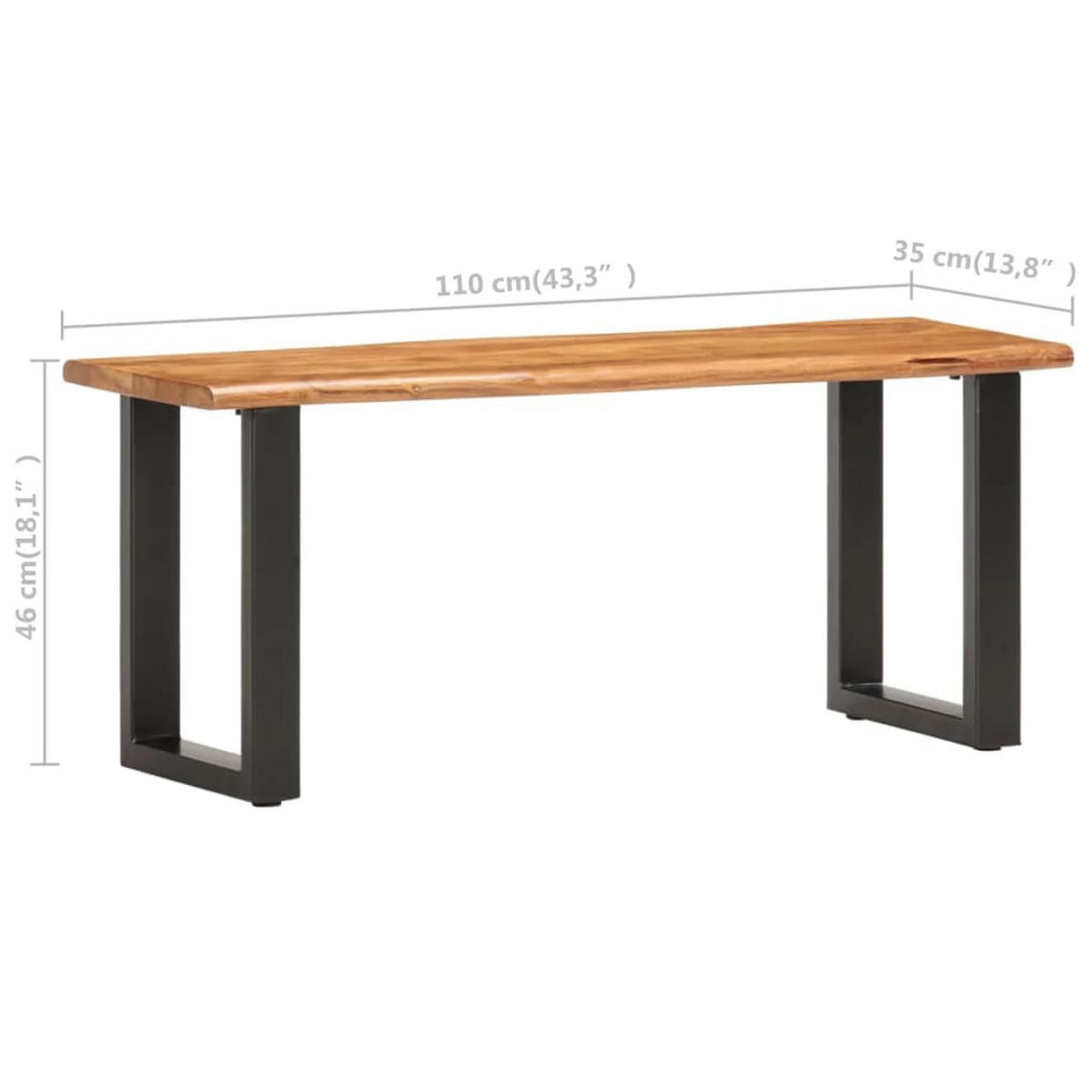 SITZBANK Mit Naturkanten 110 Cm Akazie Massivholz Und Stahl - Braun, Holz (110/46/35cm) - vidaXL