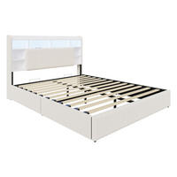 HYDRAULISCHES Stauraumbett 160x200 Beige Leinenoptik mit Stauraum & Kopfteil - Beige, Holz - SHOPENTRA