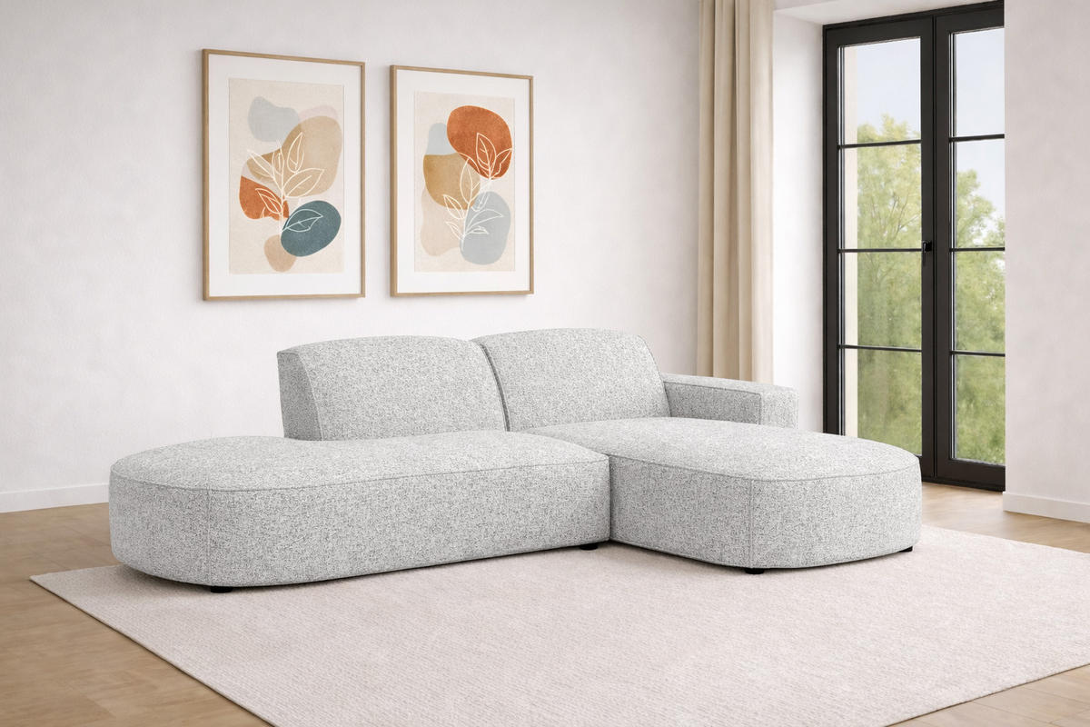 ECKSOFA Cursal Atelier, Stoff Artico, Cement, Rechts - Grau, Holz (269/166cm) - Kaiser Möbel