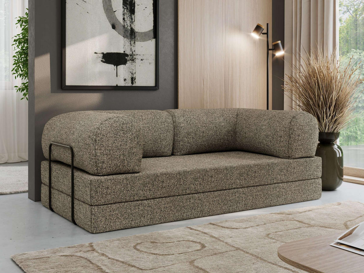 TROJMIESTNA POHOVKA ORSETTO - Sivá Štruktúrovaná látka - čierna/sivá, kov/textil (200/70/100cm) - MKS