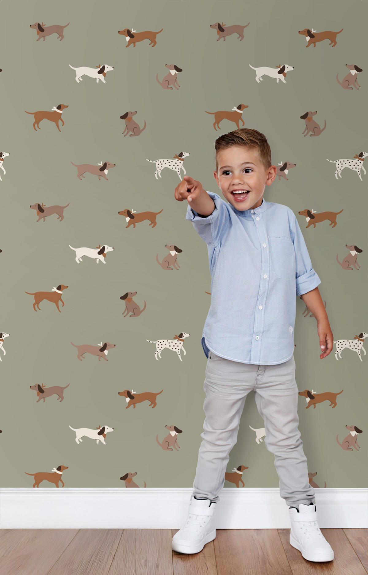 TAPETE Hunde 50 x 900 cm - Grün, Papier (50/0.1cm) - ESTAhome