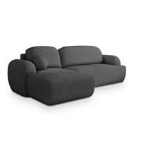 ECKSOFA MODENZA N L-S Grau Boucle-Stoff mit Schlaffunktion - Grau, Holz (266/148cm) - MASSENO