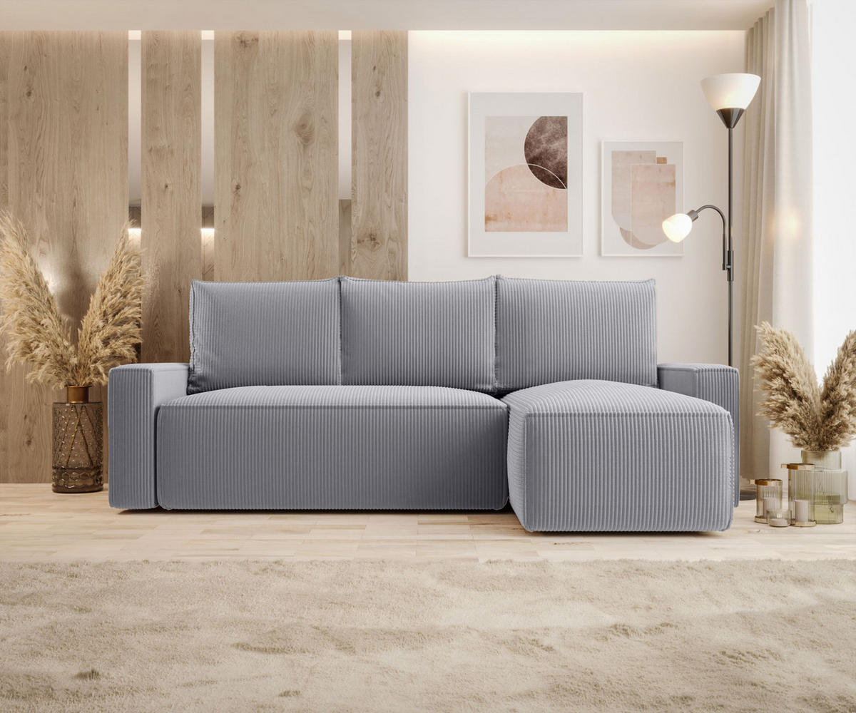 ECKSOFA mit Schlaffunktion SAVIO Poso 55 Rechts - Grau, Textil (232/140cm) - Bedante