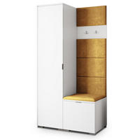 GARDEROBENSCHRANK LORI 95/181/51 cm Modern Garderobe-Set Weiß - Gelb/Weiß, Holzwerkstoff (95/181/51cm) - MASSENO