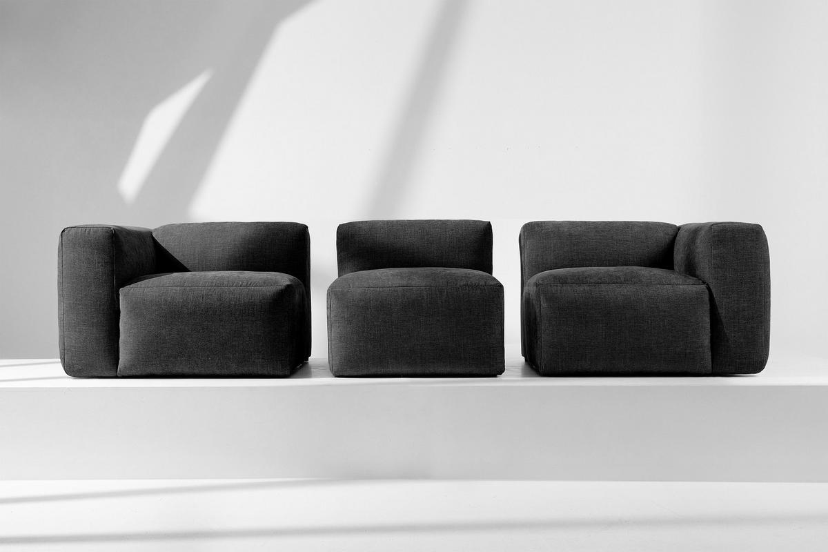 3-SITZER-MODULSOFA BUFFO mit extrem weicher und bequemer Sitzfläche, Gewebestoff, graphit - Graphitfarben, Textil (290/73/96cm) - KONSIMO®