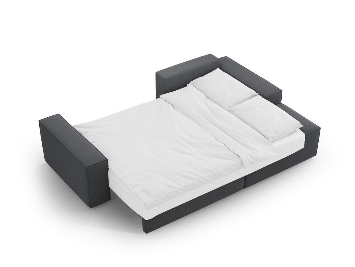 AUSKLAPPBARES-ECKSOFA rechts mit Container Jodie aus strukturiertem Stoff dunkelgrau 3 Sitzplätze - Dunkelgrau, Textil (246/151cm) - Micadoni