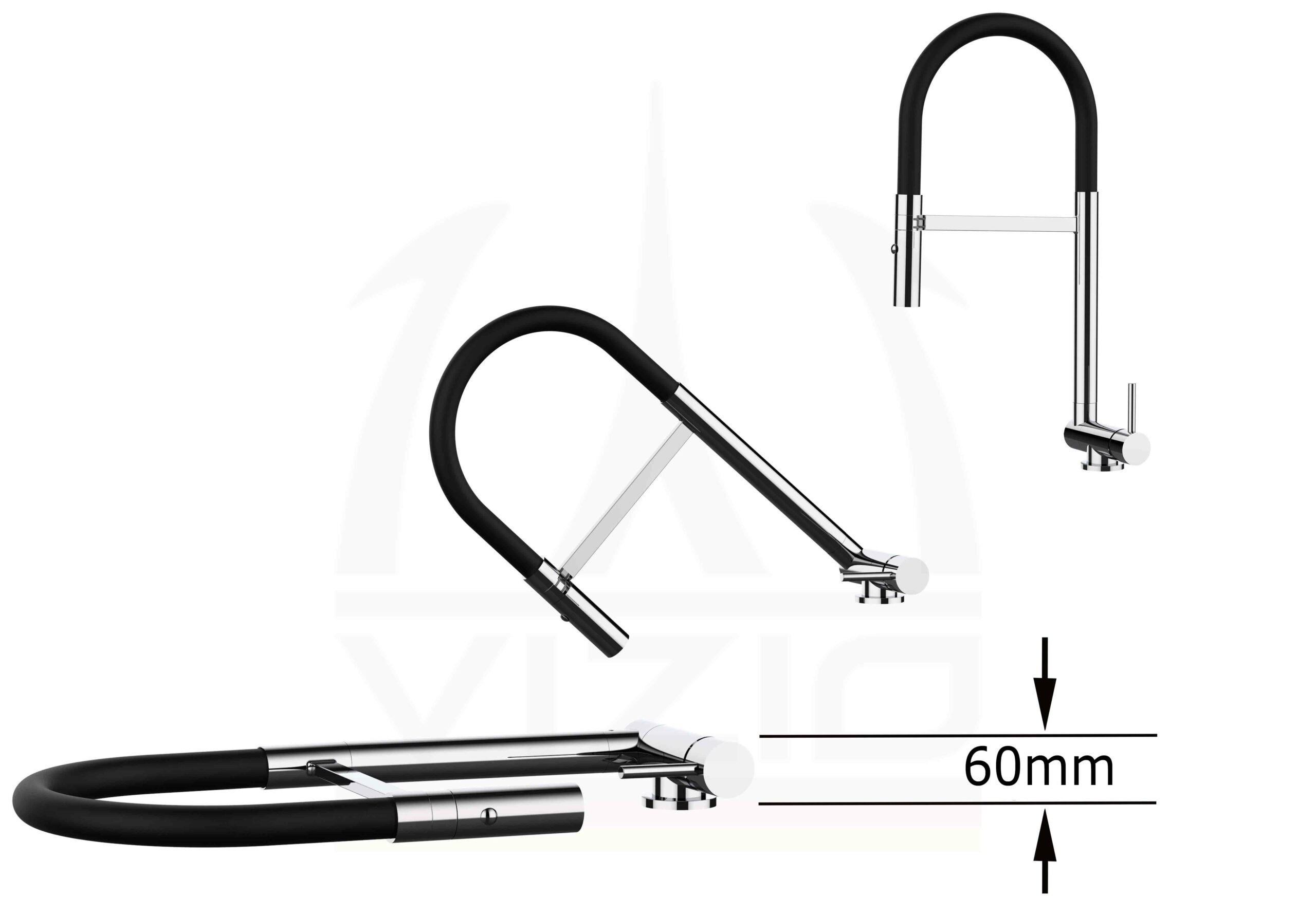 VORFENSTER-KÜCHENARMATUR, Umklappbar 6 CM, Schwarz Matt und Türkis, 2-Strahl-Brause - Türkis, Metall (21.3/48.2/21.3cm) - VIZIO