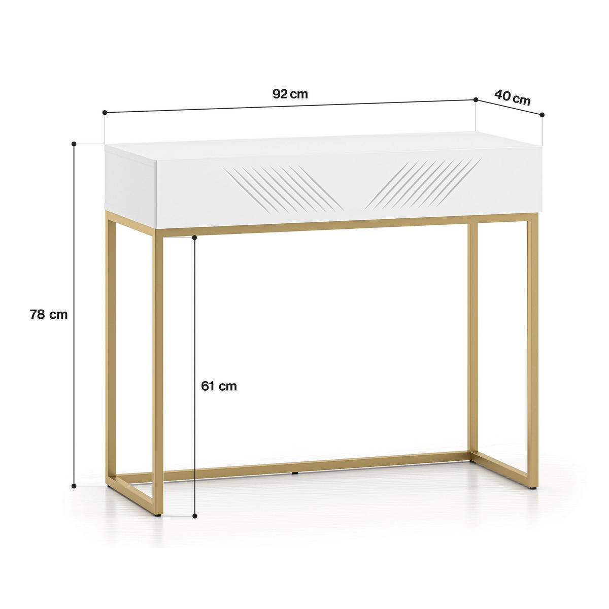 SCHREIBTISCH NEBRO - Goldfarben/Weiß, Holzwerkstoff (40/92/78cm) - KONSIMO®
