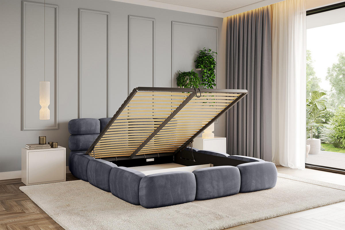 POLSTERBETT mit Bettkasten und Lattenrost, Boxbett ohne Matratze - NOMA 120x200 Dunkelgrau - Dunkelgrau, Holzwerkstoff/Textil (120/200cm) - ALTDECOR