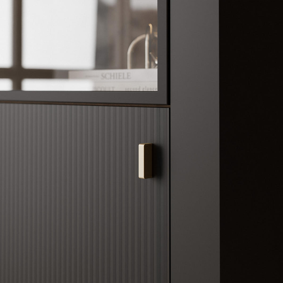 VITRINE AVENA Glastüren, 60/40/194 cm Schwarz / Eiche - Schwarz, Holzwerkstoff/Kunststoff (60/194/40cm) - Idohome