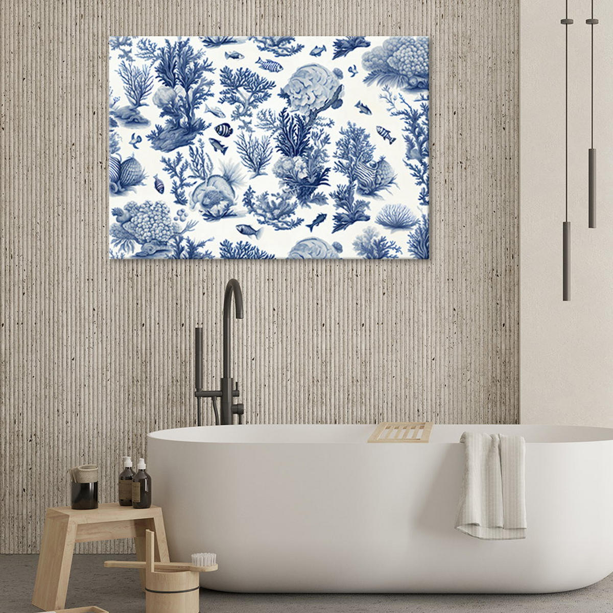 KUNSTDRUCK Blau 90/60 cm - Blau, Textil (90/60cm) - KUNSTLOFT