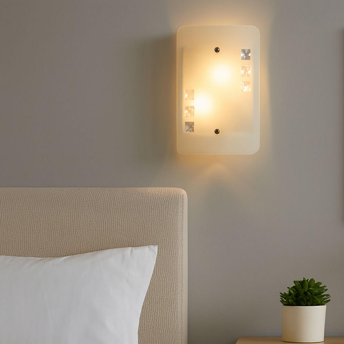 WANDLEUCHTE Glas Weiß Kristalloptik 2 flammig - Weiß, Glas (28/17.5/28cm) - Esto