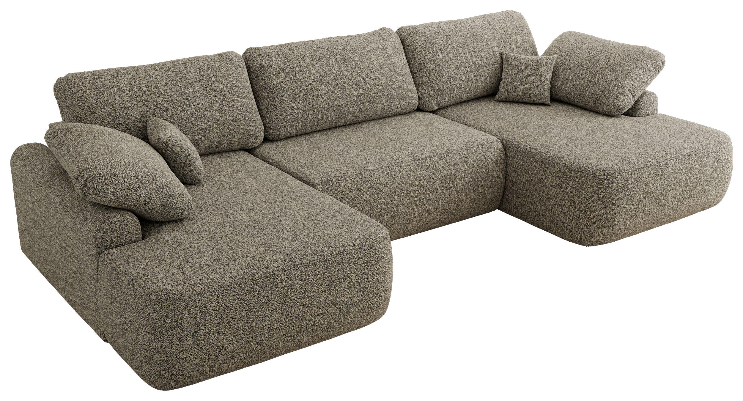 WOHNLANDSCHAFT CUBO U Grau Struktur - Schwarz/Grau, Kunststoff/Textil (370/100/187cm) - MKS