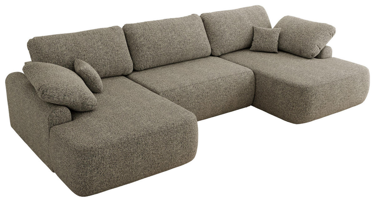 WOHNLANDSCHAFT CUBO U Grau Struktur - Schwarz/Grau, Kunststoff/Textil (370/100/187cm) - MKS