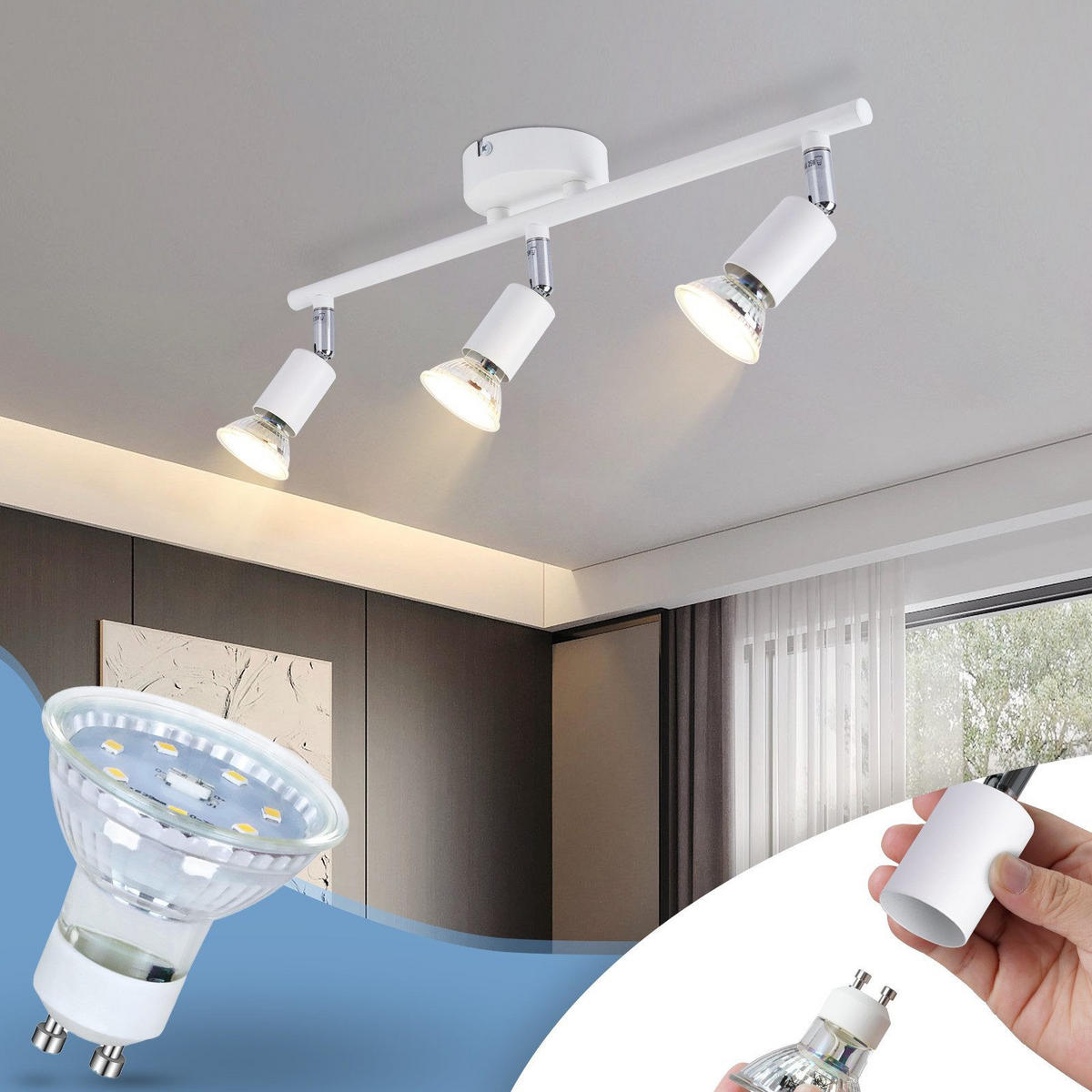 STRAHLER Flensburg 3-flammig 40/8/13.5 cm - Weiß, Metall (40/8/13.5cm) - Nettlife