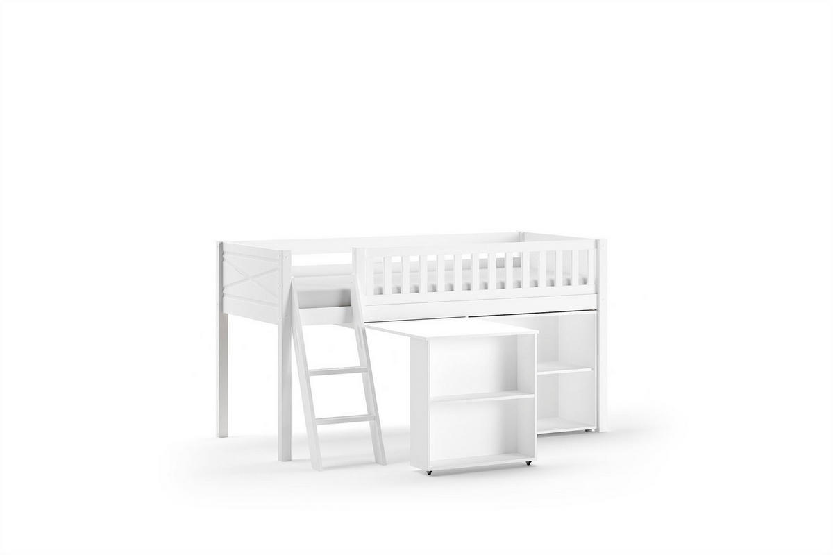 HOCHBETT Karyl 208x114x135 Massivholz Weiß Regal - Weiß, Holz (90/200cm) - 58aufmkessel