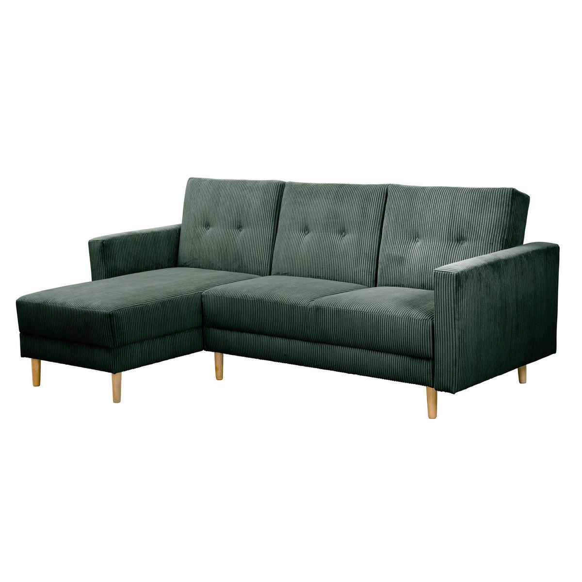 FUNKTIONSSOFA mit Hocker Kattie Cordstoff dunkelgrün - Dunkelgrün, Kunststoff (144/230cm) - 58aufmkessel