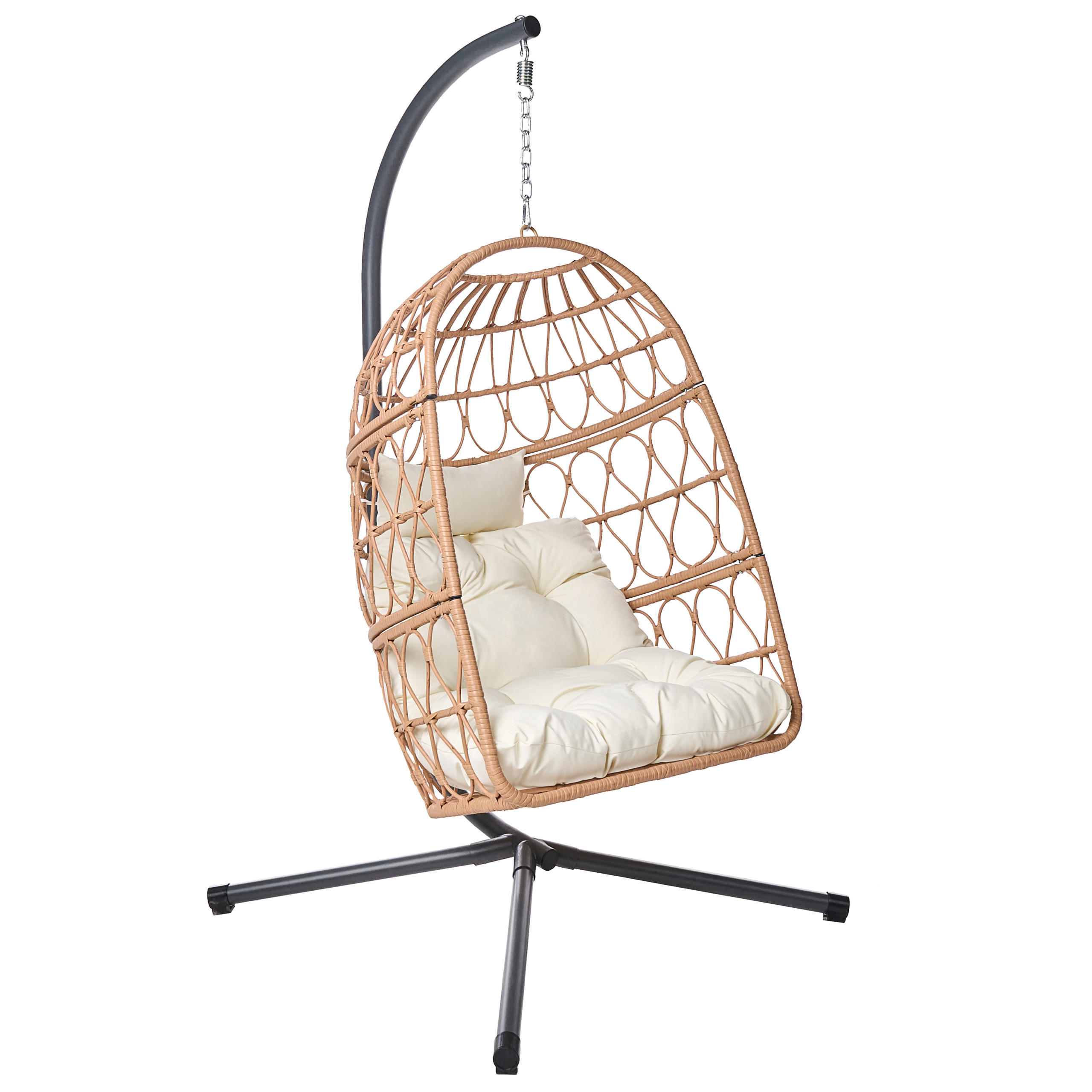 HÄNGESESSEL mit Gestell Metall Naturfarben Montalcino - Naturfarben, Textil (102/195/105cm) - Beliani