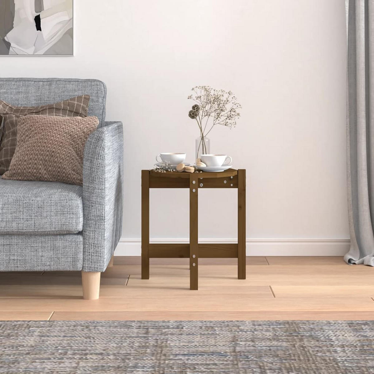 COUCHTISCH Honigbraun Ø 42,5x45 cm Massivholz Kiefer - Braun, Holz (42.5/42.5/45cm) - furnicato
