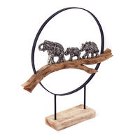 SKULPTUR Große Elefanten Mangoholz, Aluminium silber-natur - Naturfarben, Holz (50/55/10cm) - CREEDWOOD