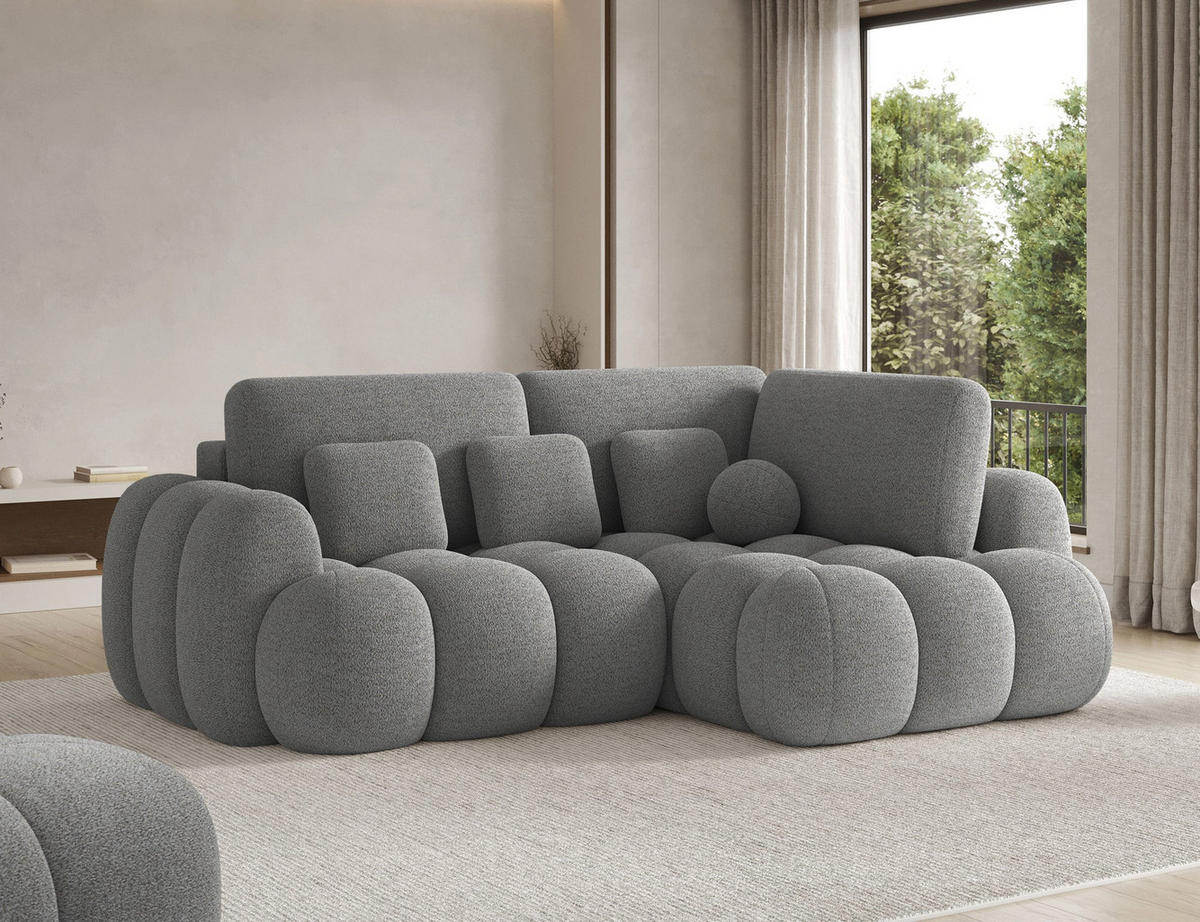 ECKSOFA COZION L-Form mit Schlaffunktion & Bettkasten – Modernes 3-Sitzer Sofa, HR-Kaltschaum, Wellenfederung, 267 × 165 cm - Schwarz/Grau, Kunststoff (267/165cm) - Wohnideebilder
