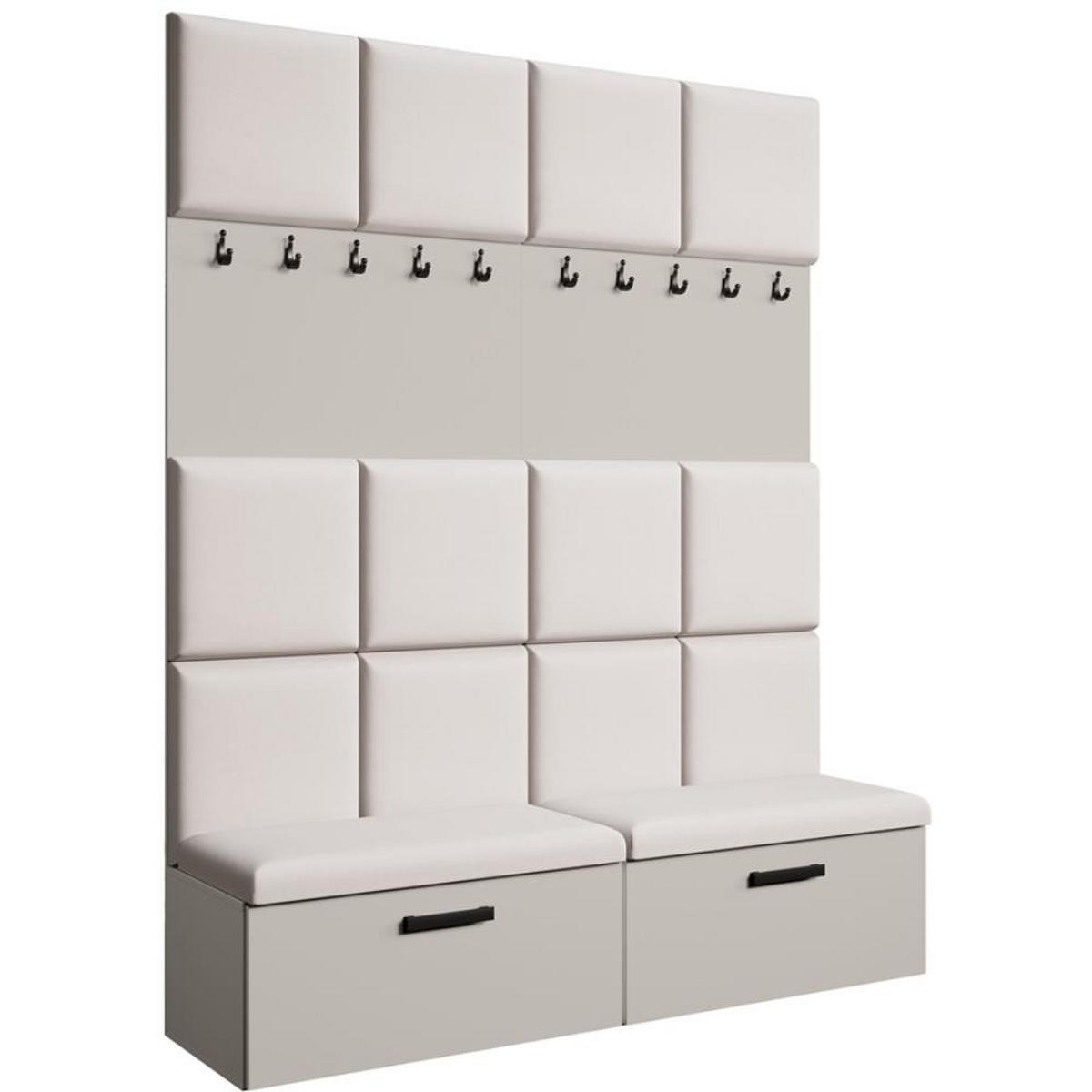 GARDEROBE Margaret I+I 162/203/43 mit gepolsterten Paneelen und Schuhschrank - Kaschmir/Beige, Holzwerkstoff/Kunststoff (162/203/43cm) - Beautysofa
