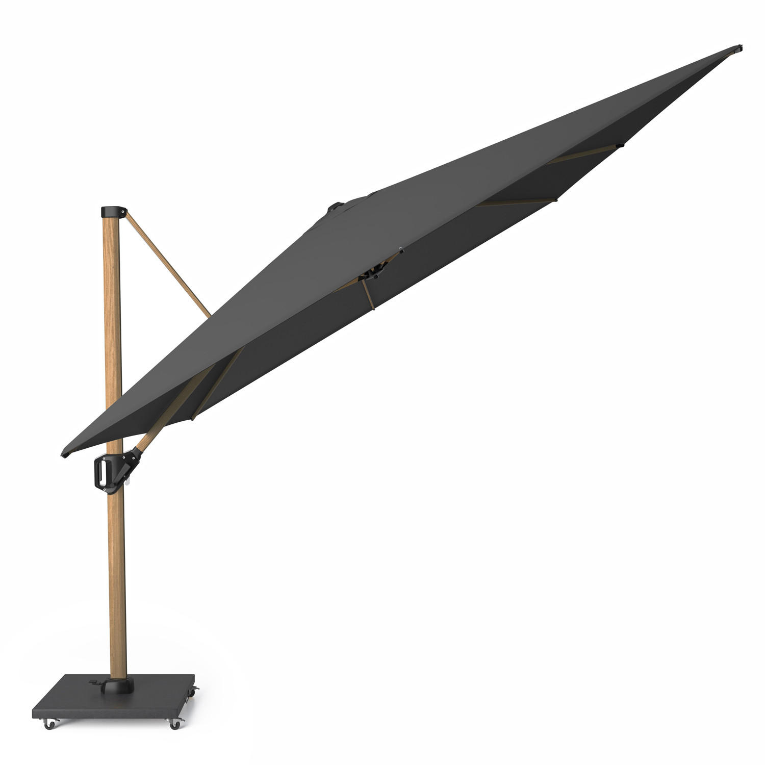 AMPELSCHIRM rechteckig 4 x 3 m Challenger T¹ Premium 360° kippbar schwarz/teak - Schwarz, Metall (300/400cm) - Platinum