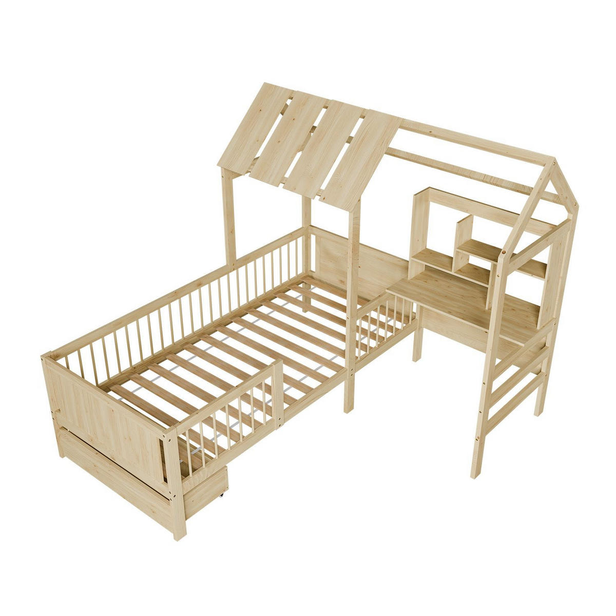 KINDERBETT Yari 90x200 cm Natur - Naturfarben, Holz (90/200cm) - Juskys