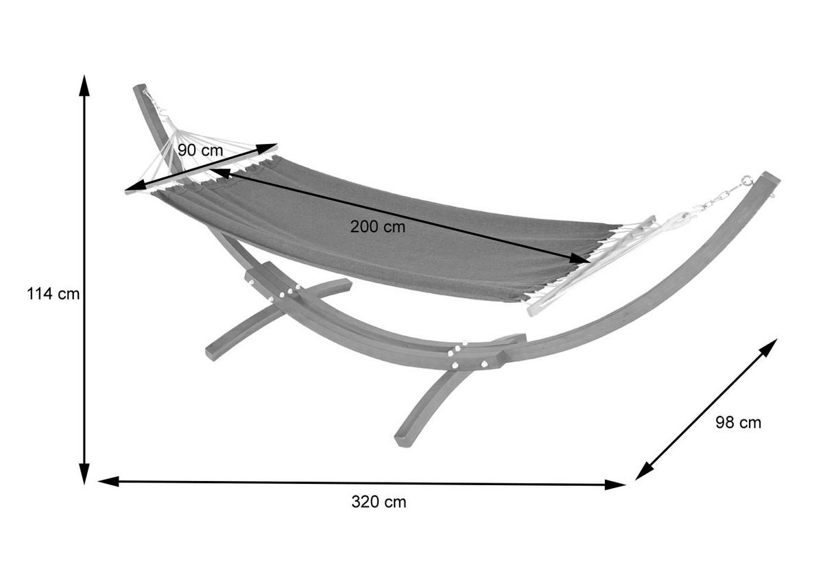 HÄNGEMATTE MIT GESTELL Braun, Cremeweiß - Braun/Weiß, Holz (320/114/98cm) - MCW