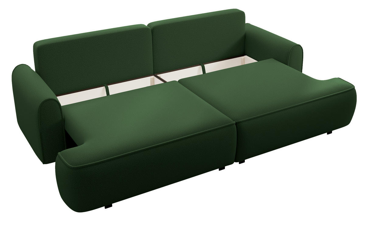 SCHLAFSOFA mit Bettkasten Mareno, 250 cm, Samt, Grün - Grün, Holz (250/82/102cm) - Emporius