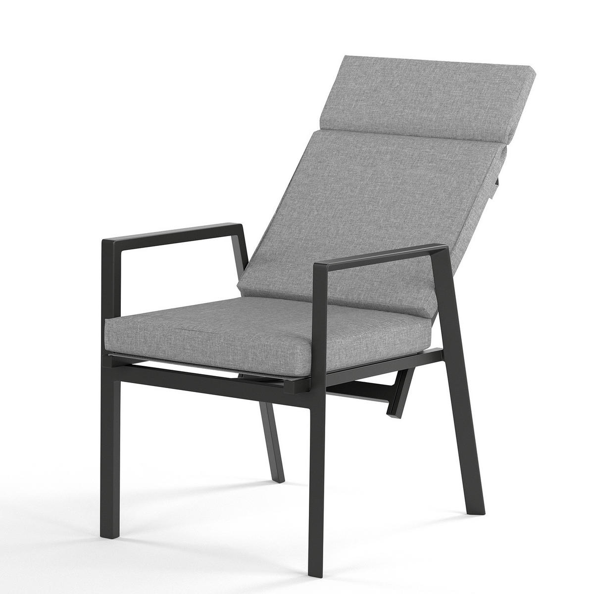 GARTENESSGRUPPE - 7-teilig - Aluminium / Polyester - Anthrazit / Grau - Anthrazit, Glas/Textil - home24